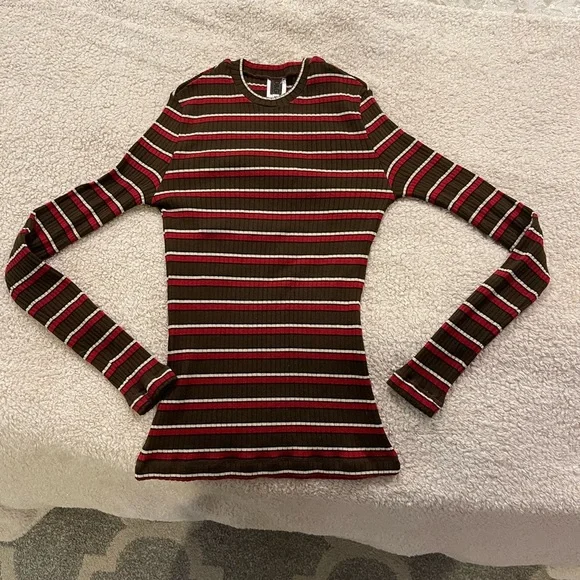 Dolce & Gabbana, Ribbed Sweater, Vintage, Brown, red and cream, size 42/56